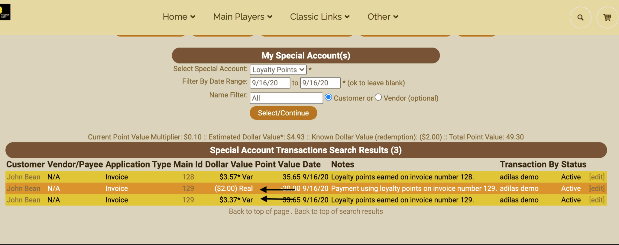 Loyalty Points Program Now Tracks Actual Cash Value | Adilas